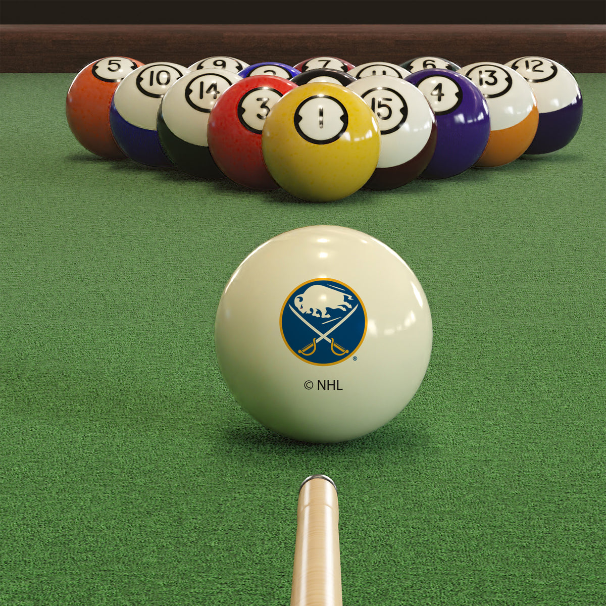 Buffalo Sabres NHL pool table cue ball - lifestyle photo