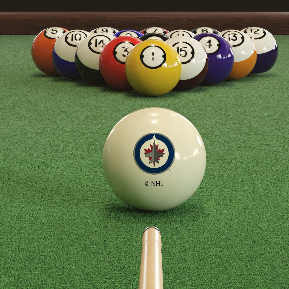 Winnipeg Jets NHL pool table cue ball - lifestyle photo