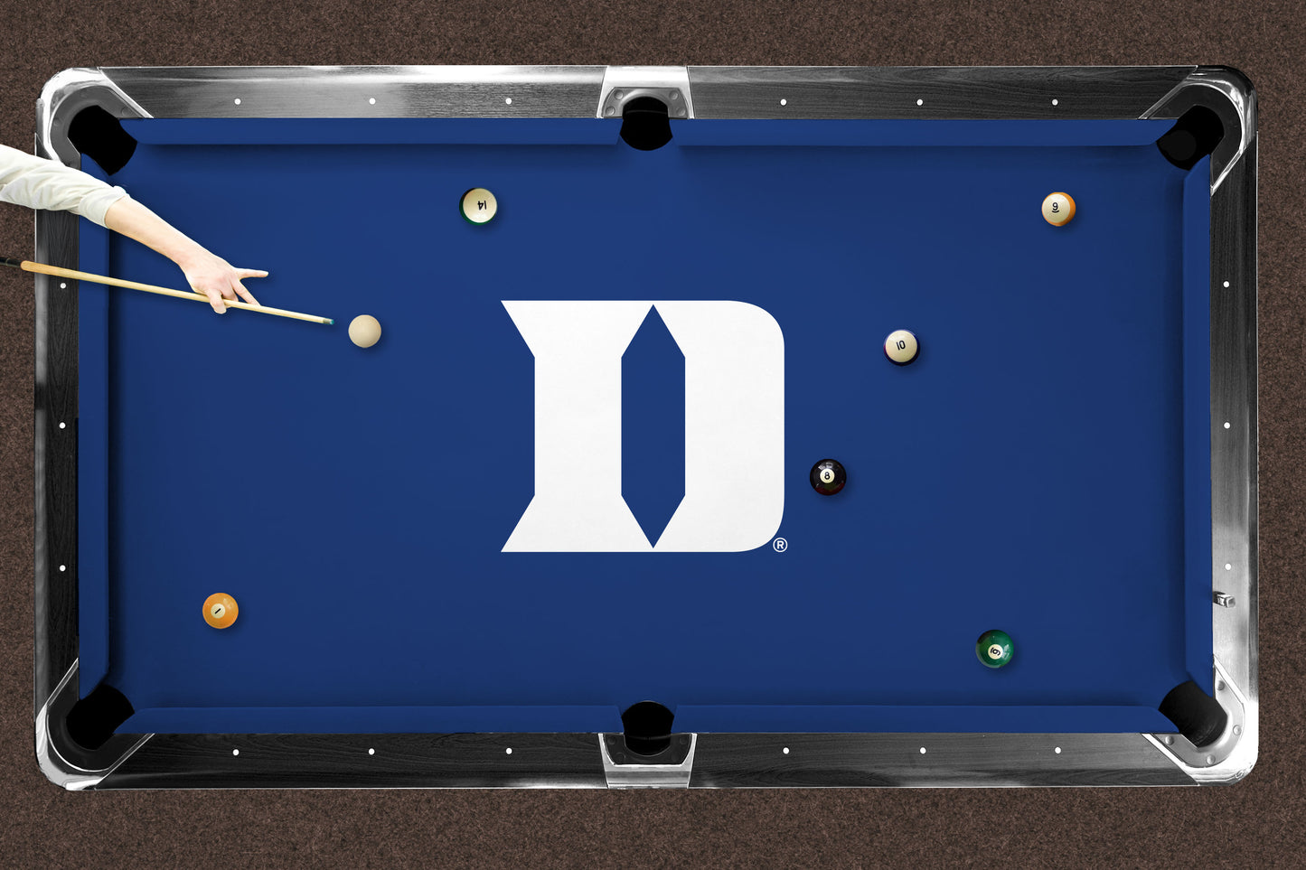 Duke Blue Devils Custom Pool Table Replacement Felt ALT Logo LIFESTYLE