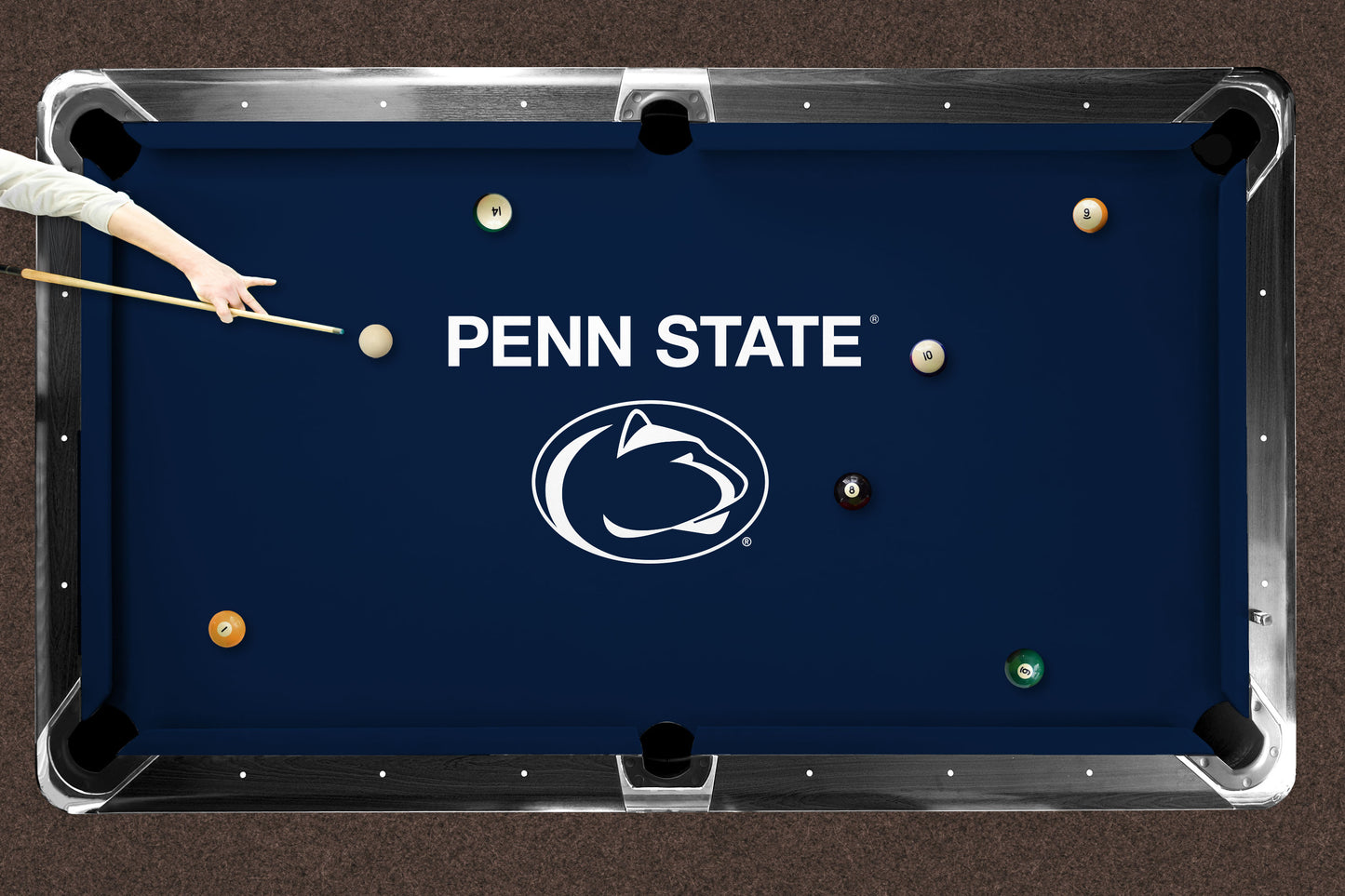 Penn State Nittany Lions Custom Pool Table Replacement Felt ALT Logo LIFESTYLE
