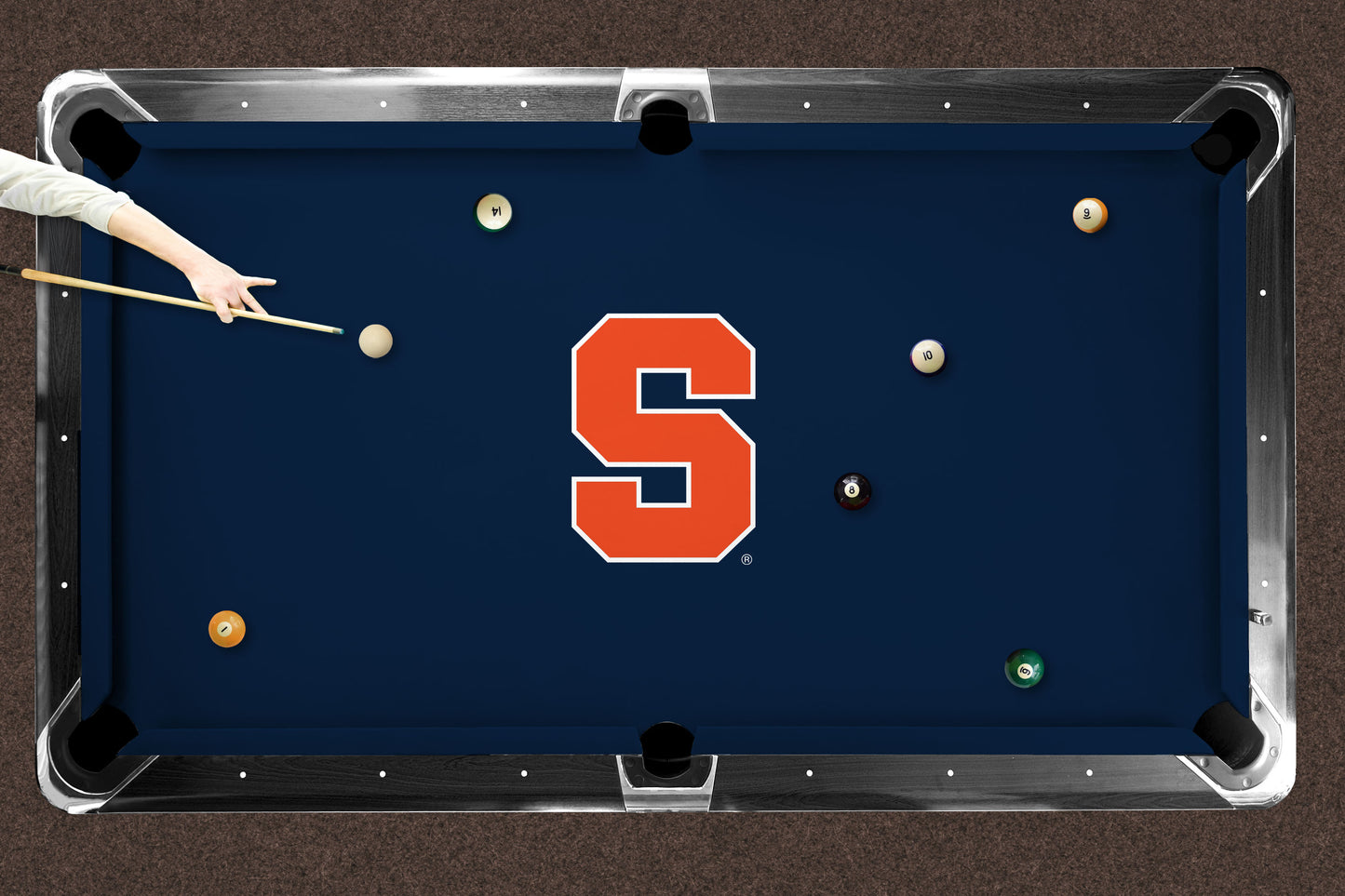 Syracuse Orange Custom Pool Table Replacement Felt ALT Logo LIFESTYLE