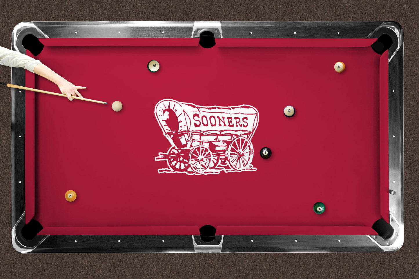 Oklahoma Sooners Custom Pool Table Replacement Felt ALT Logo LIFESTYLE
