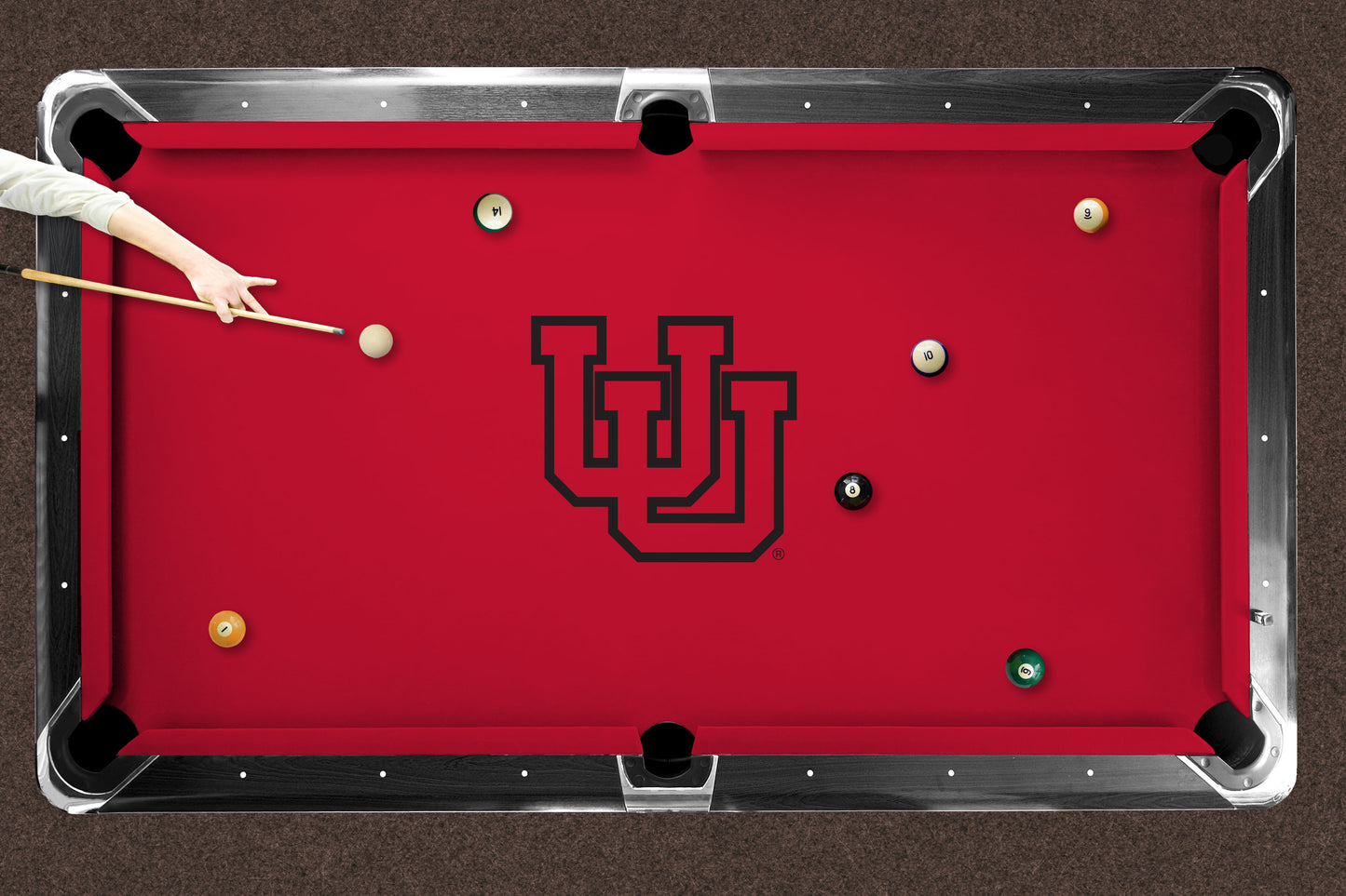 Utah Utes Custom Pool Table Replacement Felt ALT Logo LIFESTYLE
