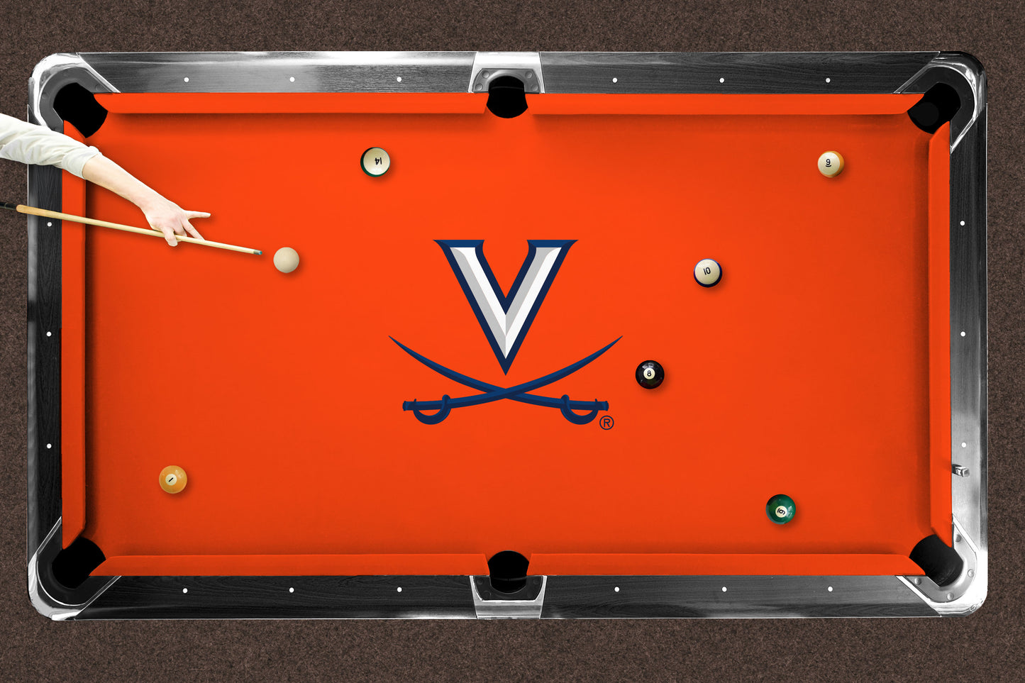 Virginia Cavaliers Custom Pool Table Replacement Felt ALT Logo LIFESTYLE