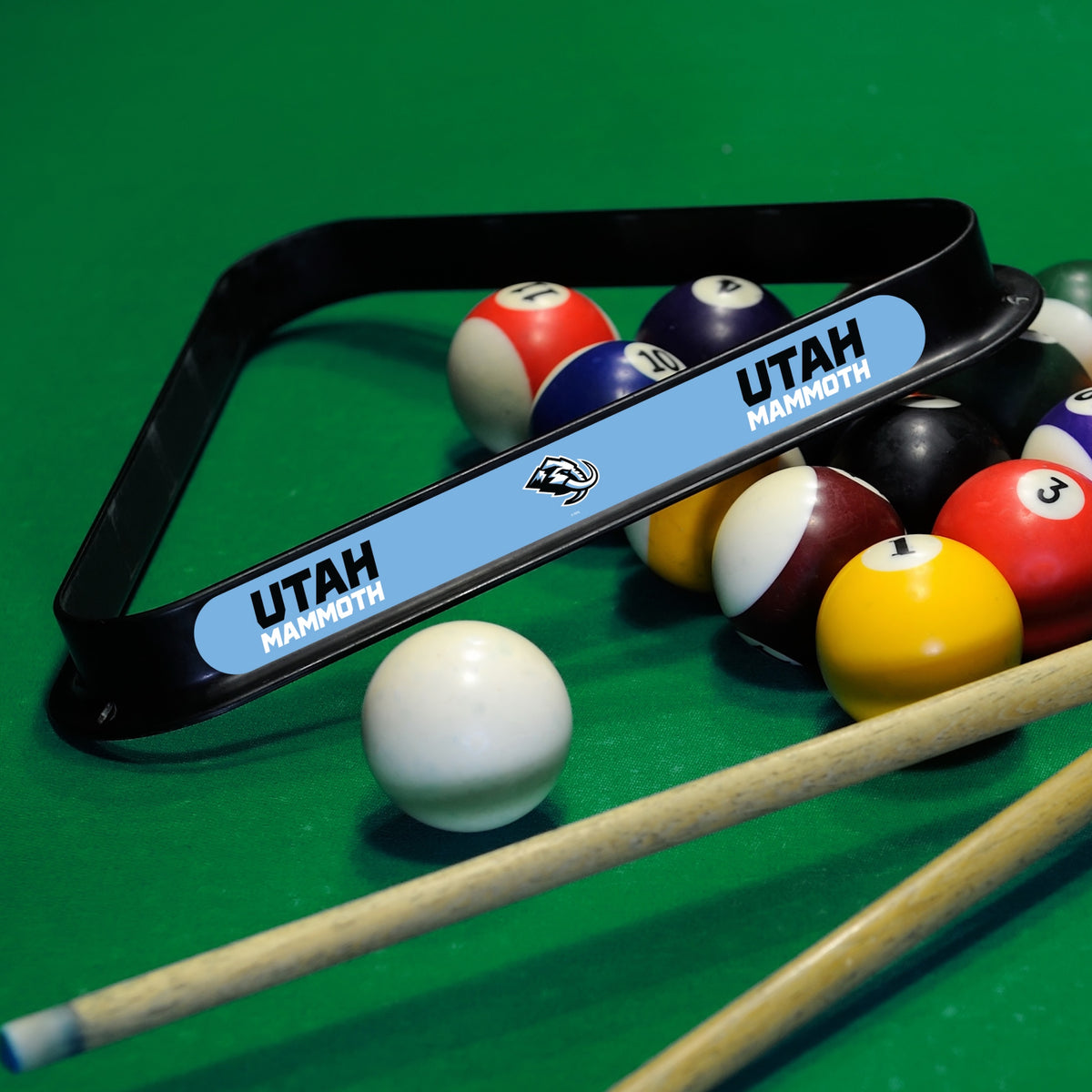 Utah Mammoth NHL 8-ball triangle rack - lifestyle photo