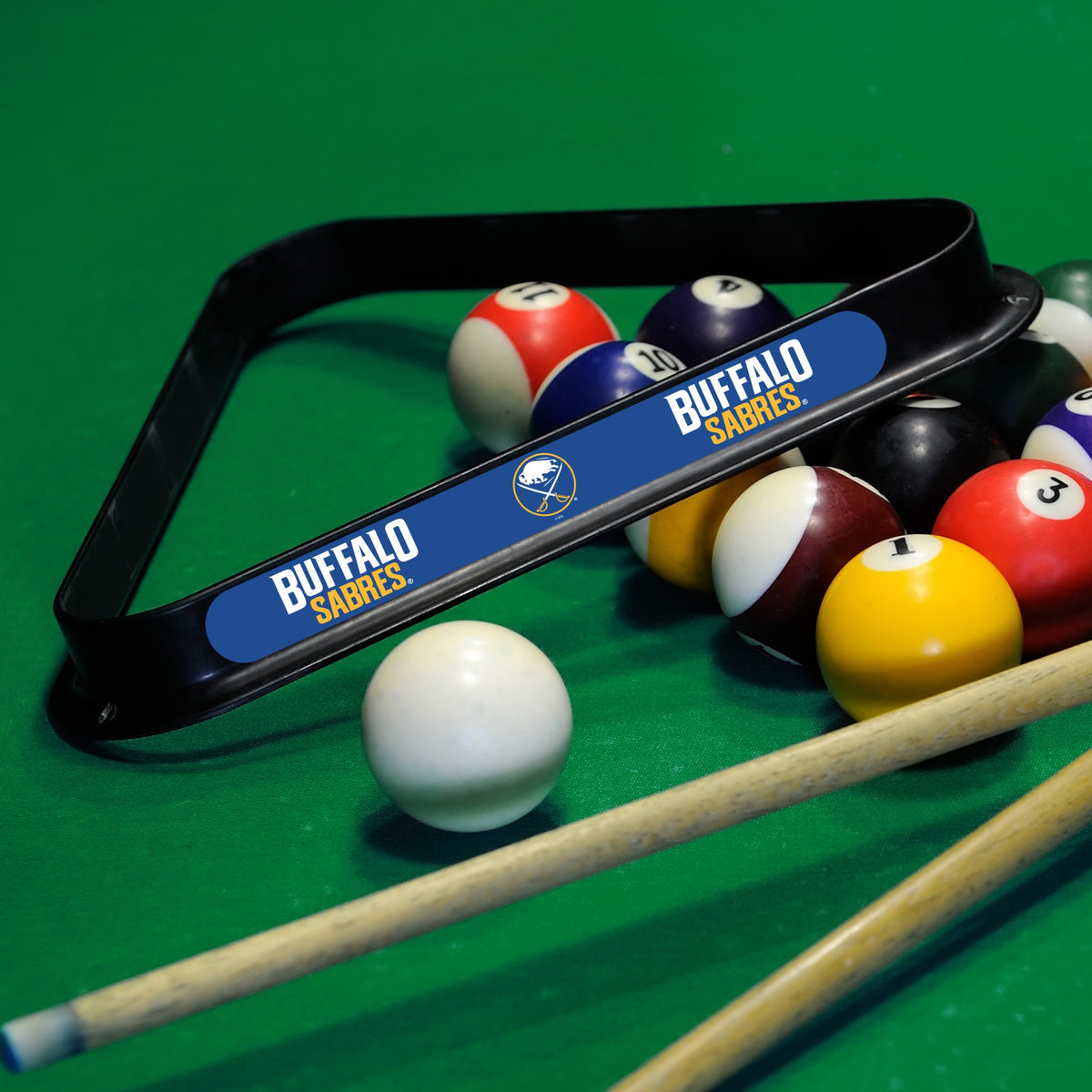 Buffalo Sabres NHL 8-ball triangle rack - lifestyle photo