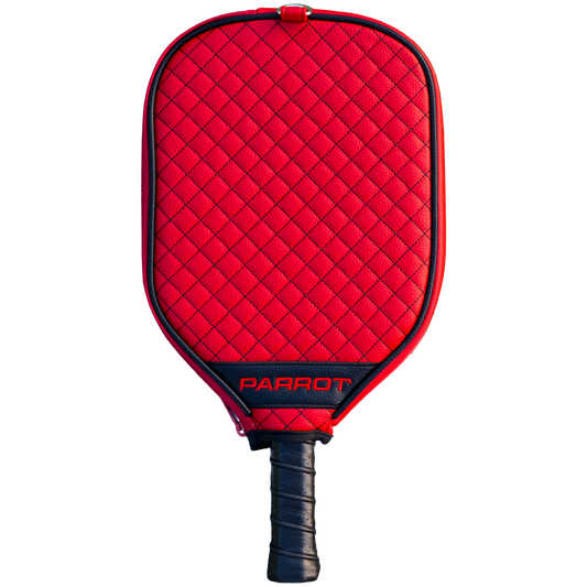 Chicago Blackhawks Red quilted pickleball paddle cover back view