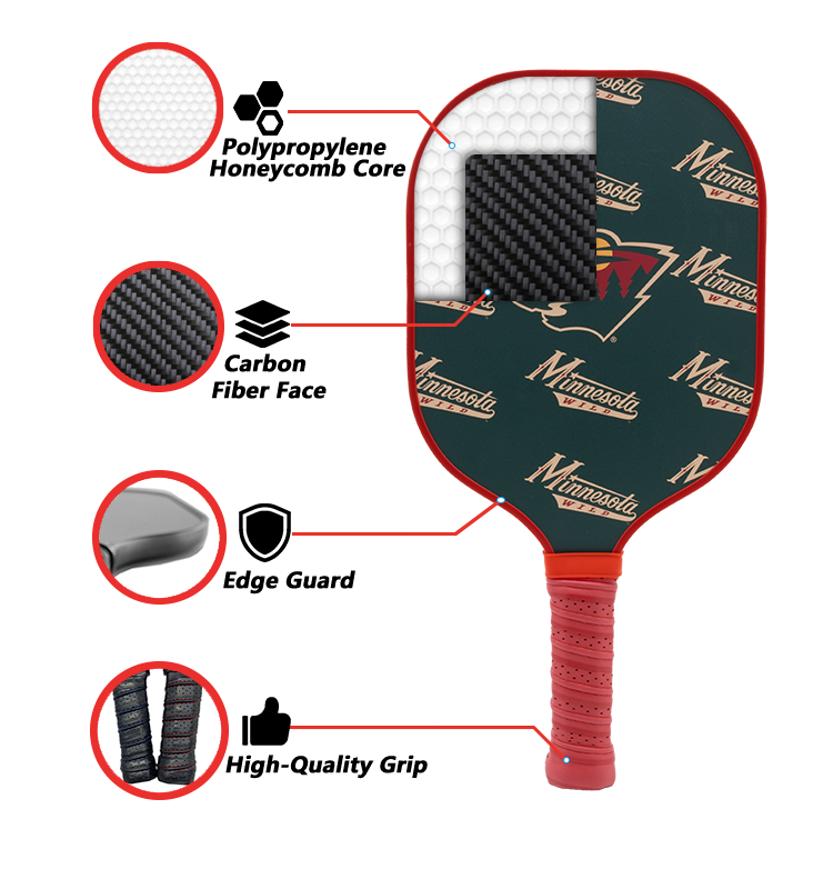 Minnesota Wild standard pickleball paddle additional view