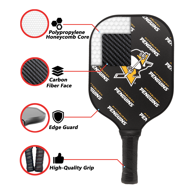 Pittsburgh Penguins standard pickleball paddle additional view