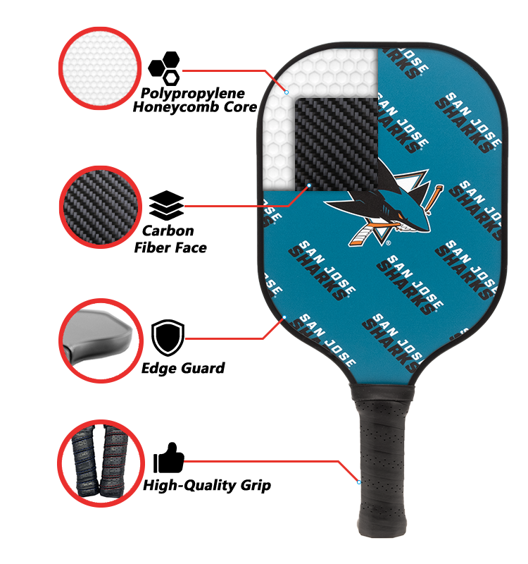 San Jose Sharks standard pickleball paddle additional view