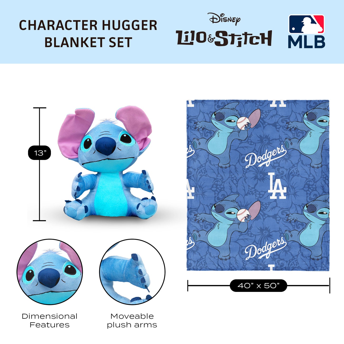 Los Angeles Dodgers Lilo and Stitch Hugger Dimensions