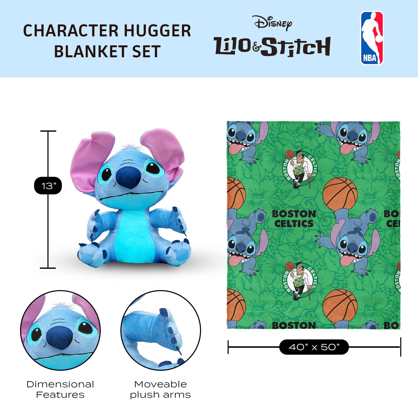 Boston Celtics Lilo and Stitch Hugger Dimensions