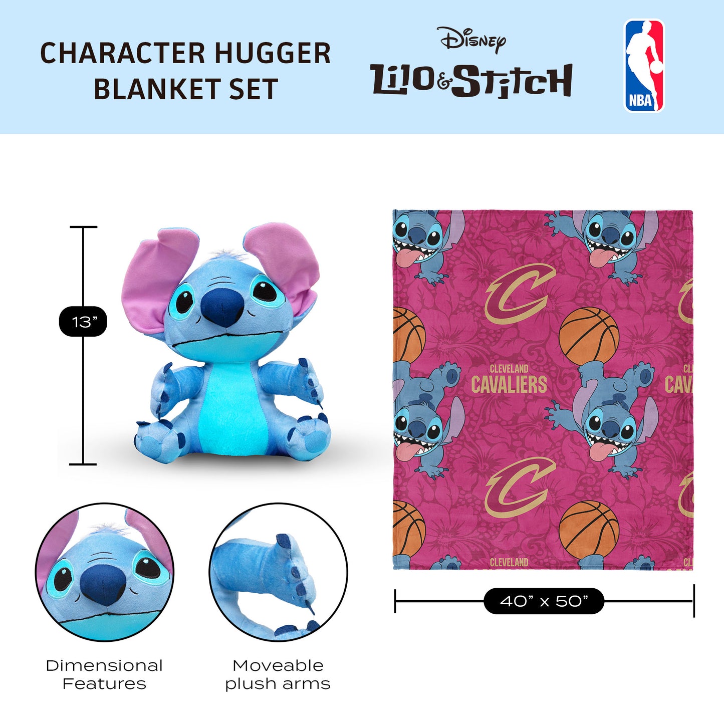 Cleveland Cavaliers Lilo and Stitch Hugger Dimensions