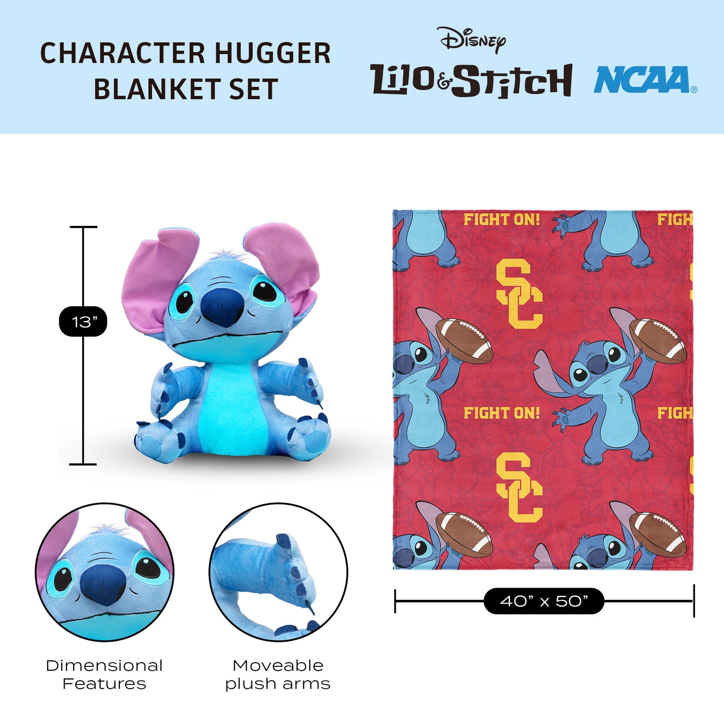 USC Trojans Lilo and Stitch Hugger Dimensions