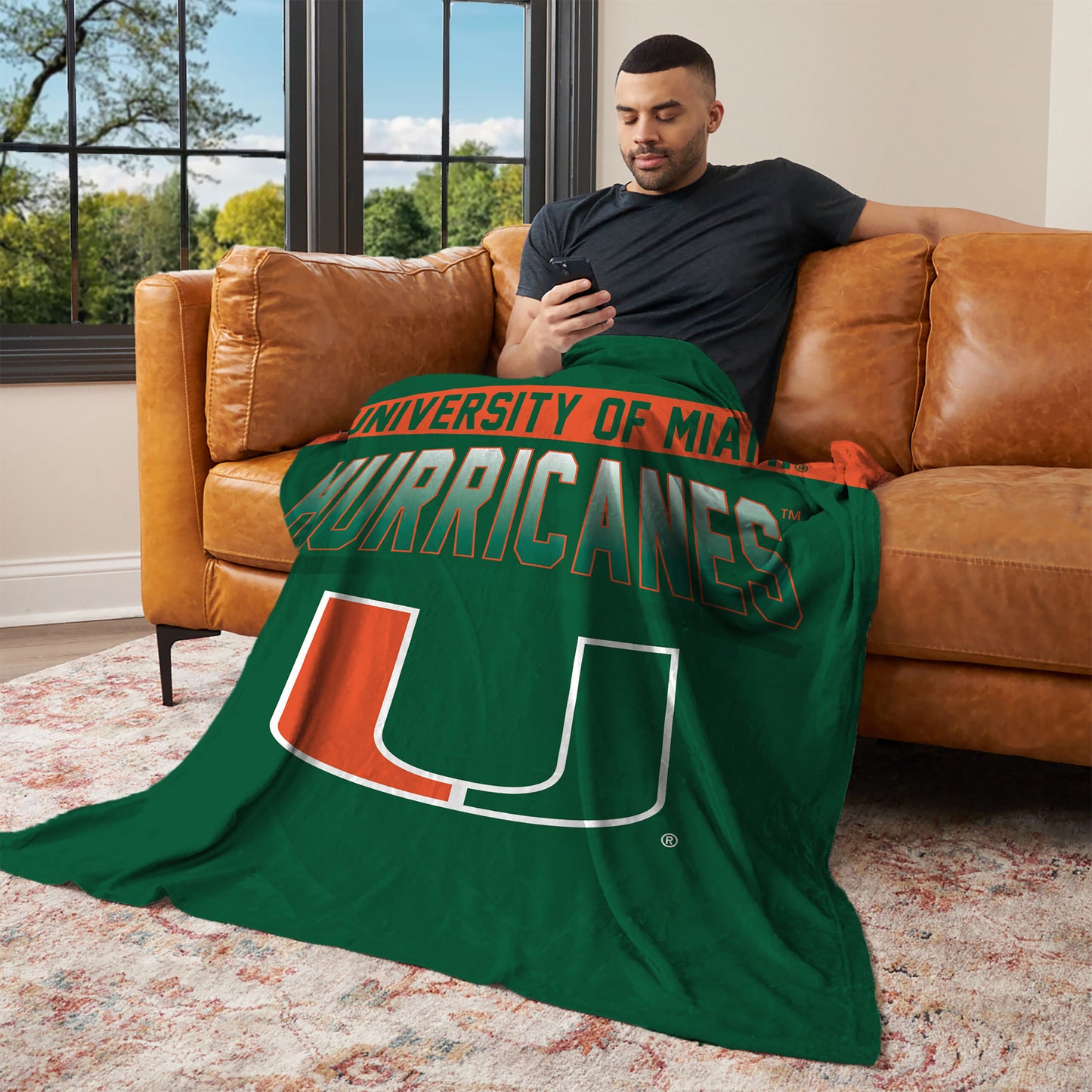 Miami Hurricanes bevel lounging throw blanket