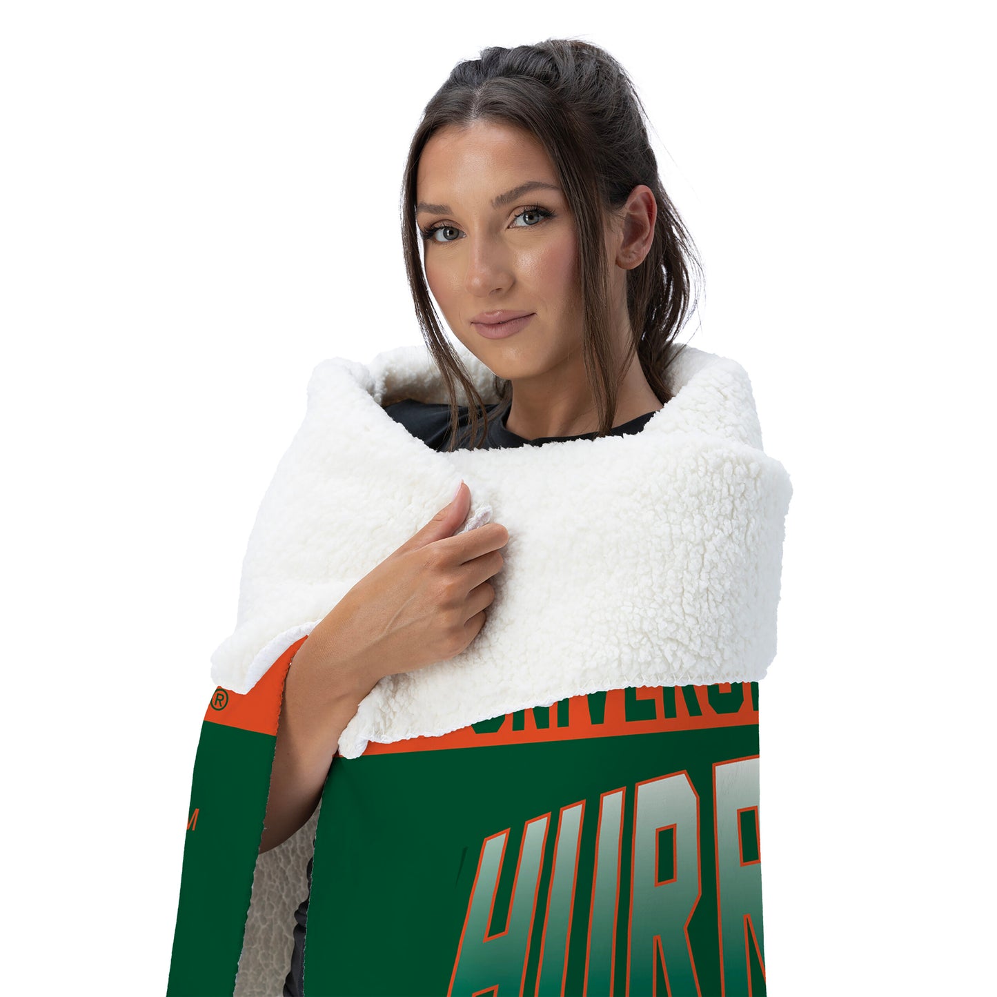 Miami Hurricanes BEVEL 50 X 60 SHERPA Snuggler Throw Blanket