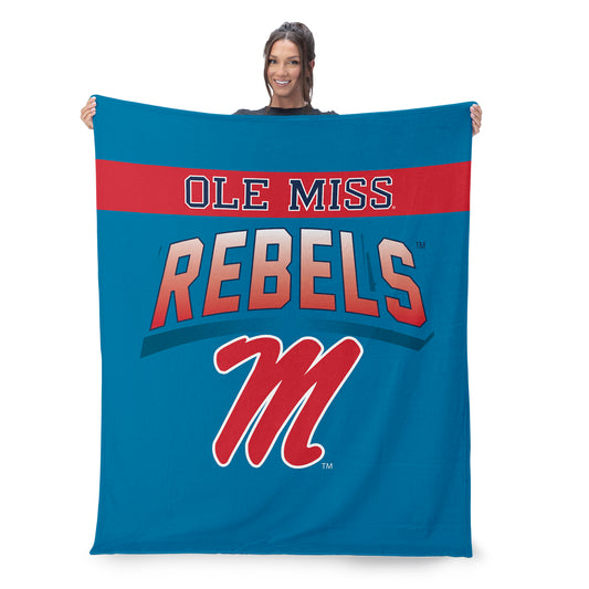 Mississippi Rebels BEVEL 50 X 60 SHERPA Throw Blanket Lifestyle