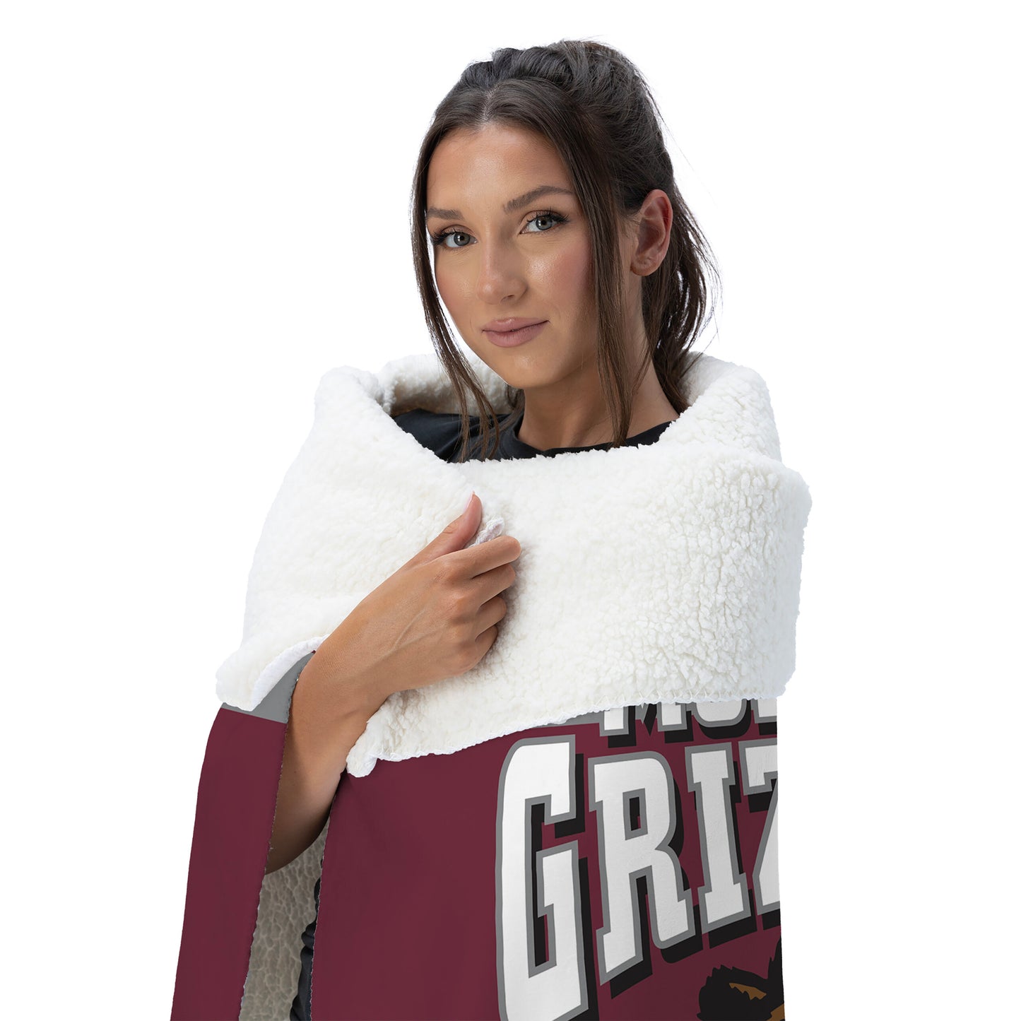 Montana Grizzlies BEVEL 50 X 60 SHERPA Snuggler Throw Blanket