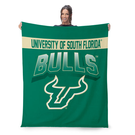 South Florida Bulls BEVEL 50 X 60 SHERPA Throw Blanket Lifestyle
