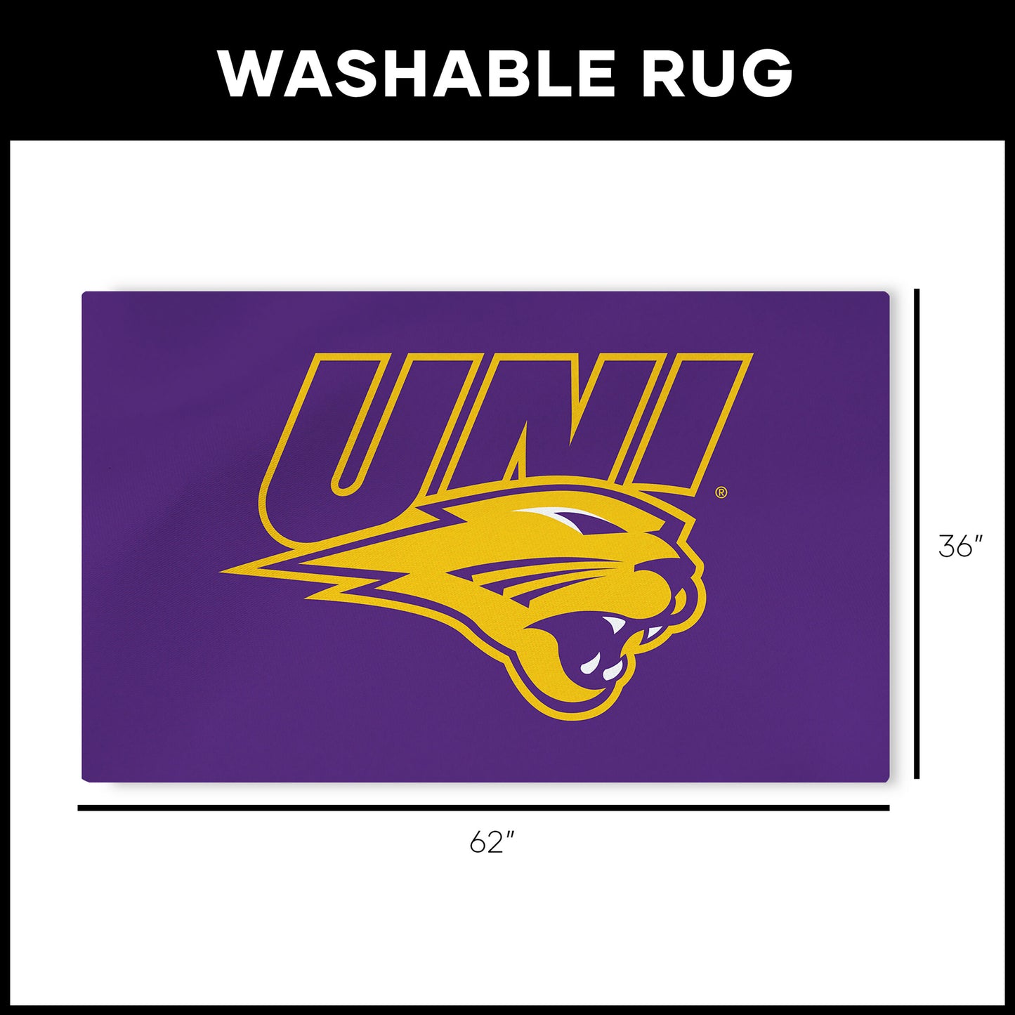 Northern Iowa Panthers Large Washable Rug Dimensions