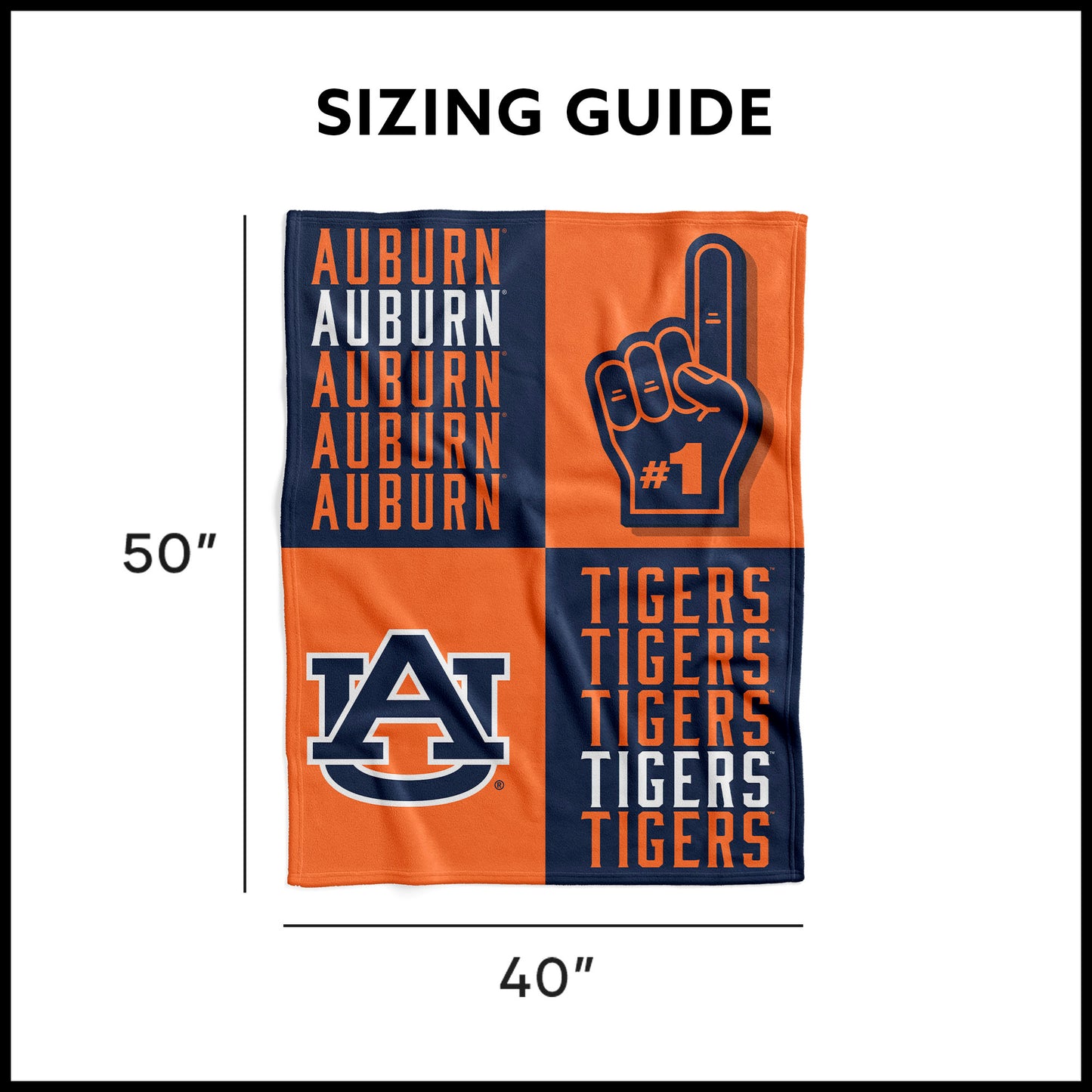 Auburn Tigers Swaddle Blanket Dimensions