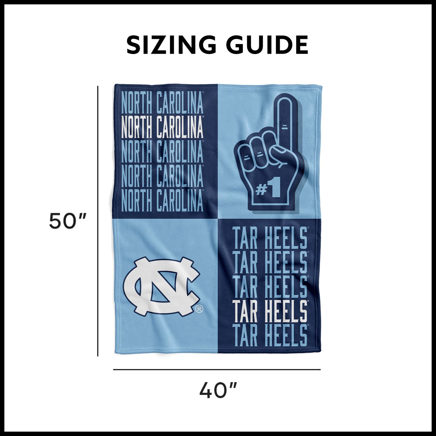 North Carolina Tar Heels Swaddle Blanket Dimensions