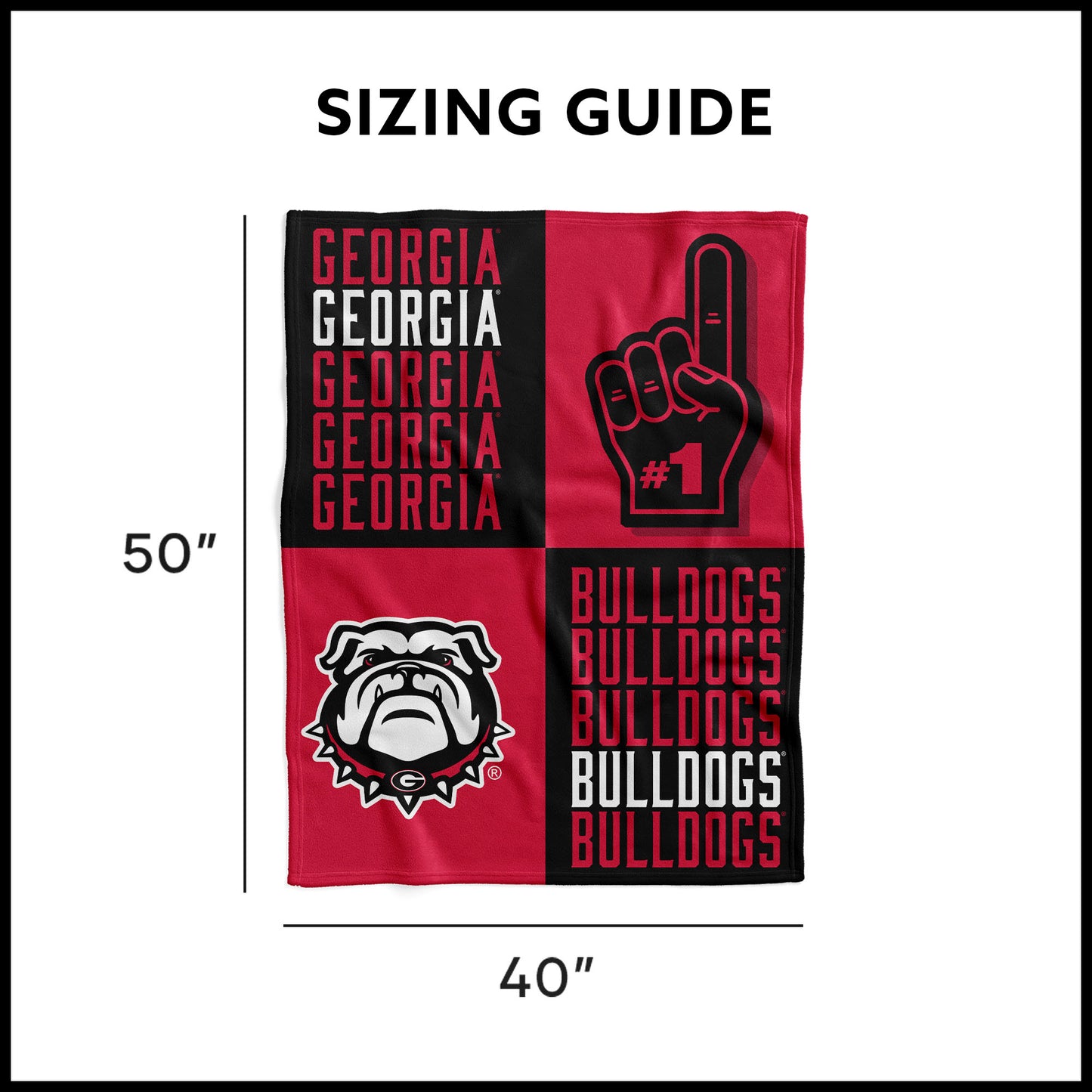 Georgia Bulldogs Swaddle Blanket Dimensions