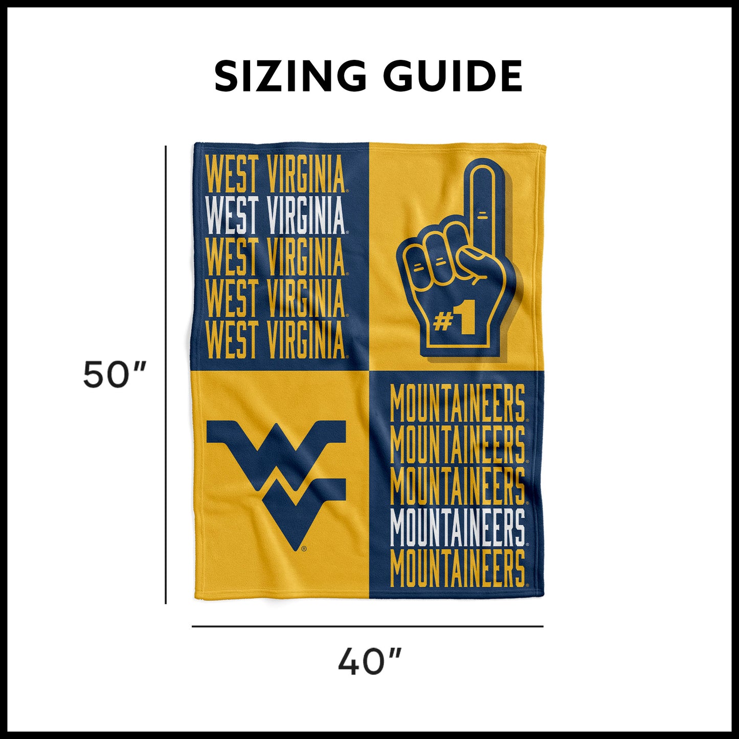West Virginia Mountaineers Swaddle Blanket Dimensions