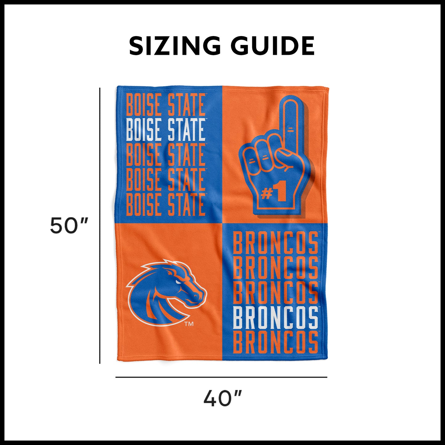 Boise State Broncos Swaddle Blanket Dimensions