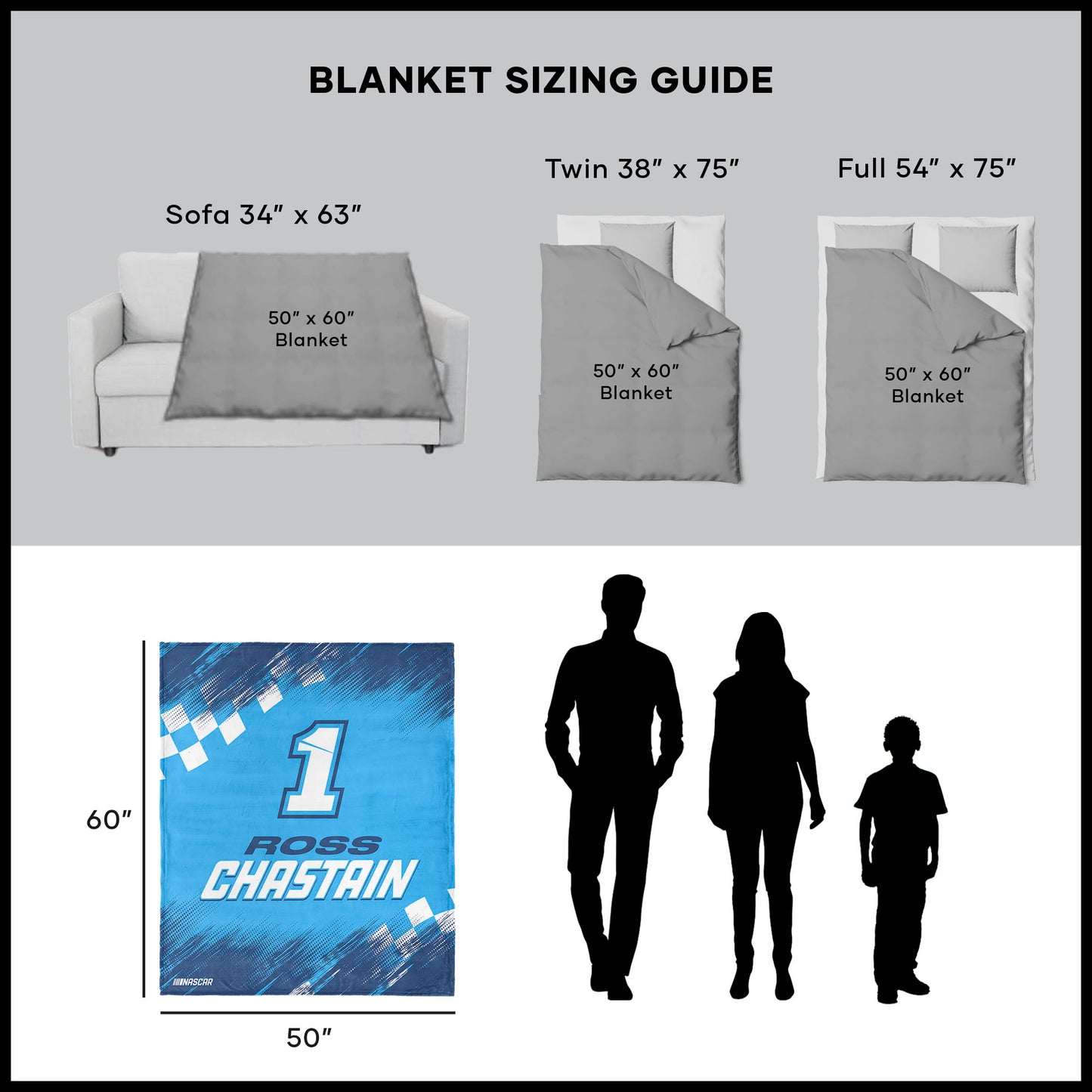 NASCAR Ross Chastain throw blanket dimensions