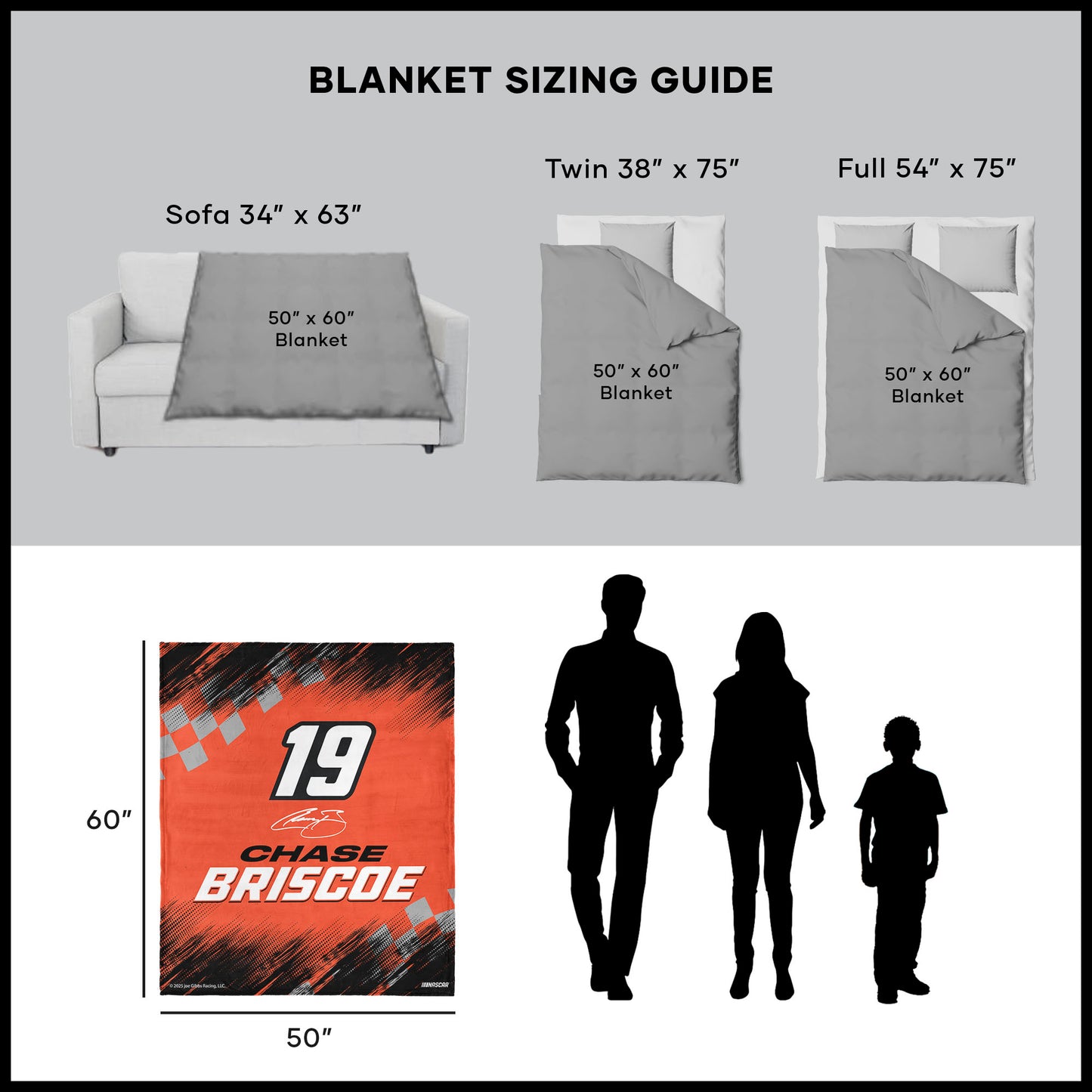 NASCAR Chase Briscoe throw blanket dimensions
