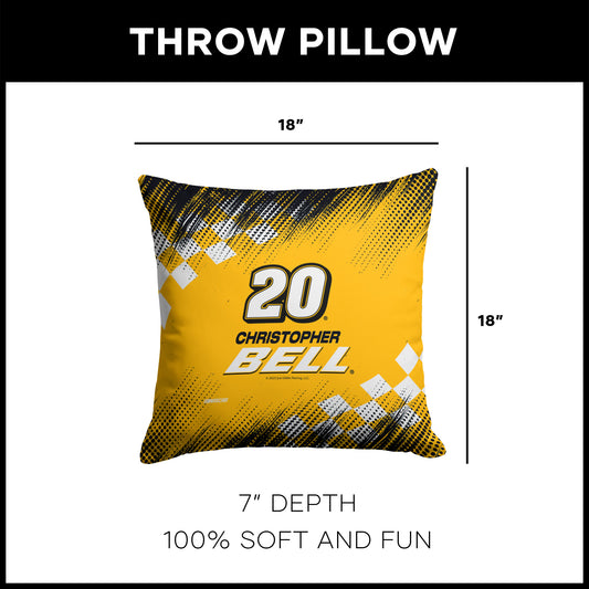 NASCAR Christopher Bell OFFICIAL throw pillow dimensions
