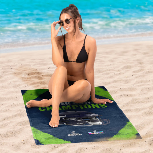 Seattle Seahawks Multi Super Bowl Champs Beach Towel Lifestyle