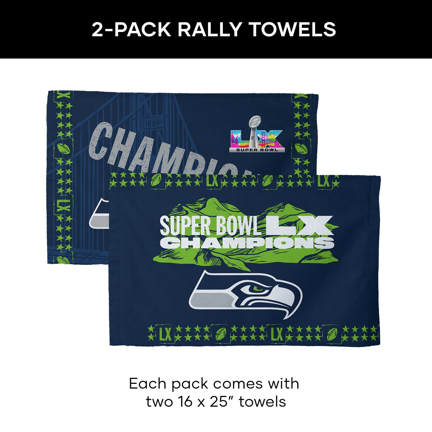 Seattle Seahawks Super Bowl 60 Champs Terrible Towels Dimensions