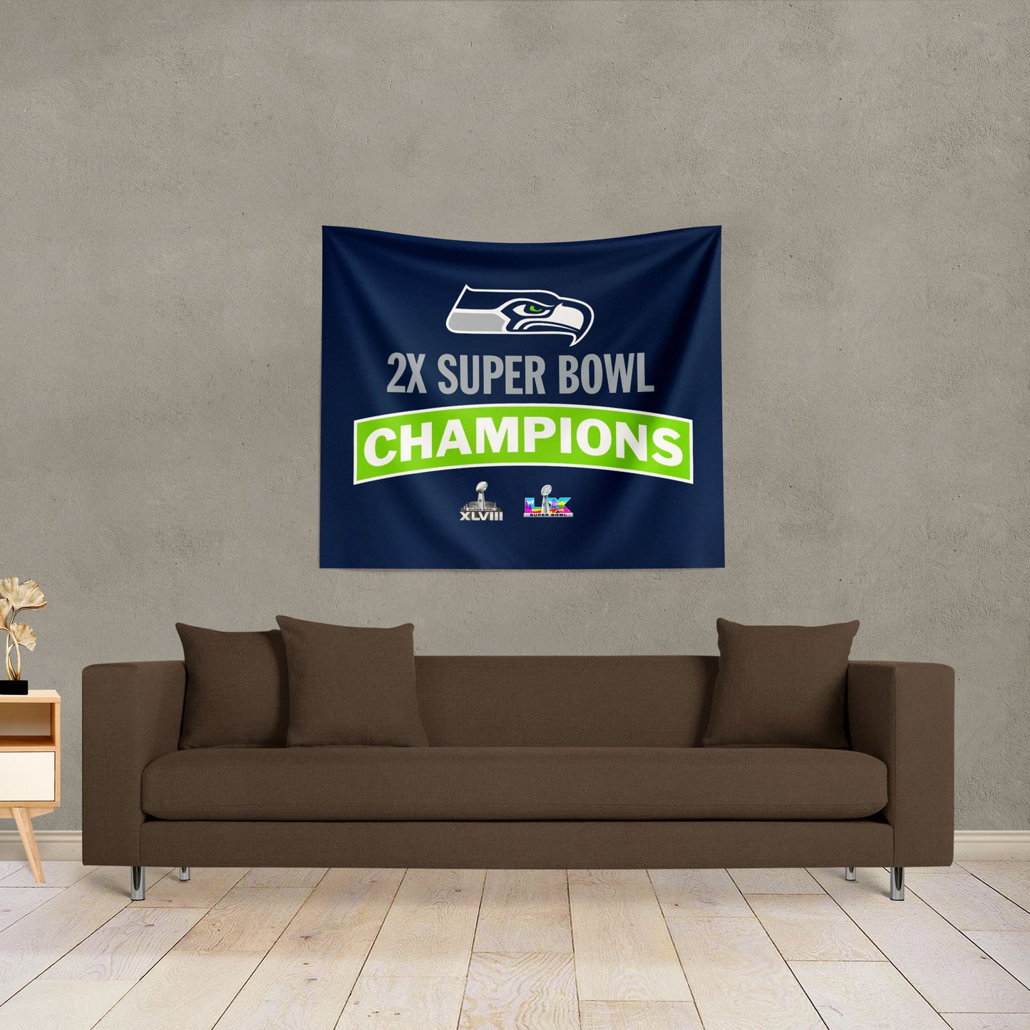 Seattle Seahawks Multi Super Bowl Champs Wall Hanging Lifestyle