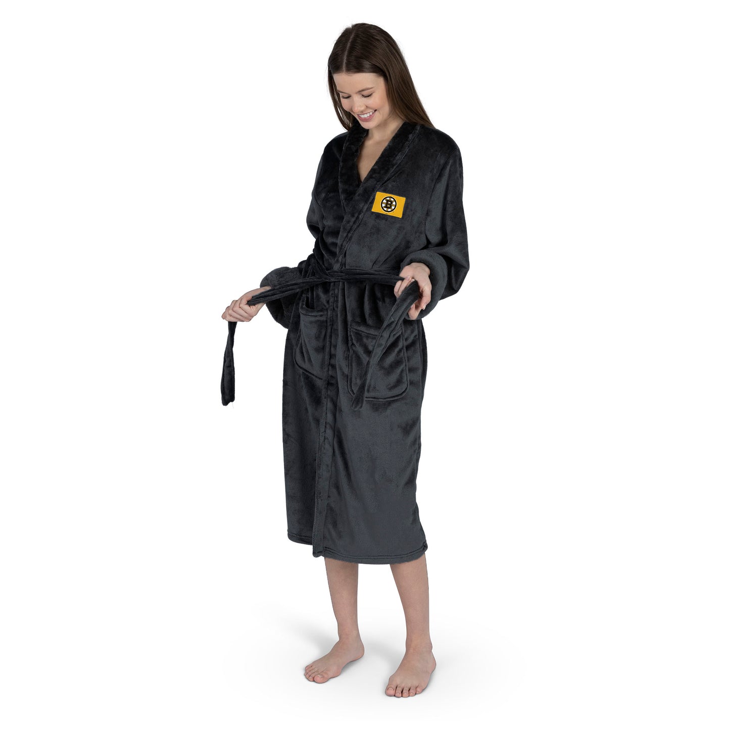 Boston Bruins WHITE Womens SHERPA bathrobe