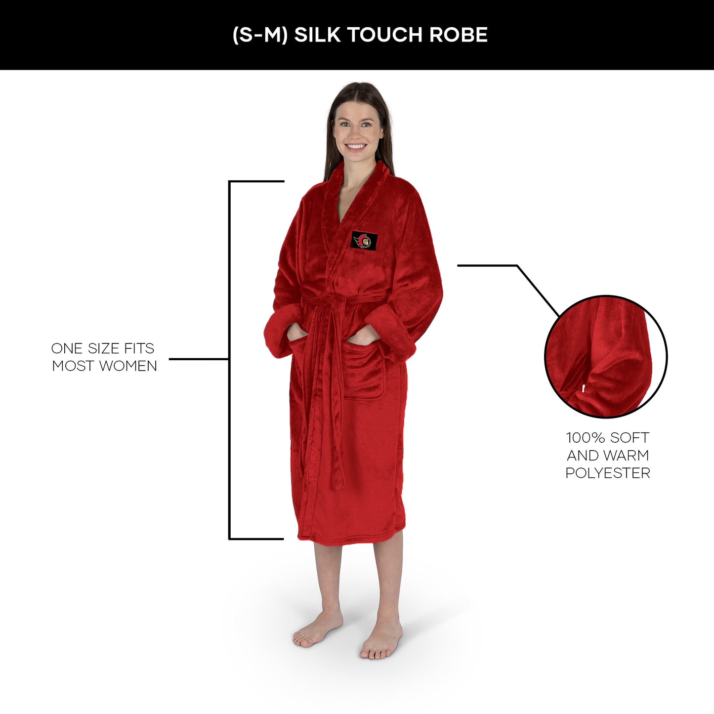 Ottawa Senators Womens SHERPA bathrobe dimensions