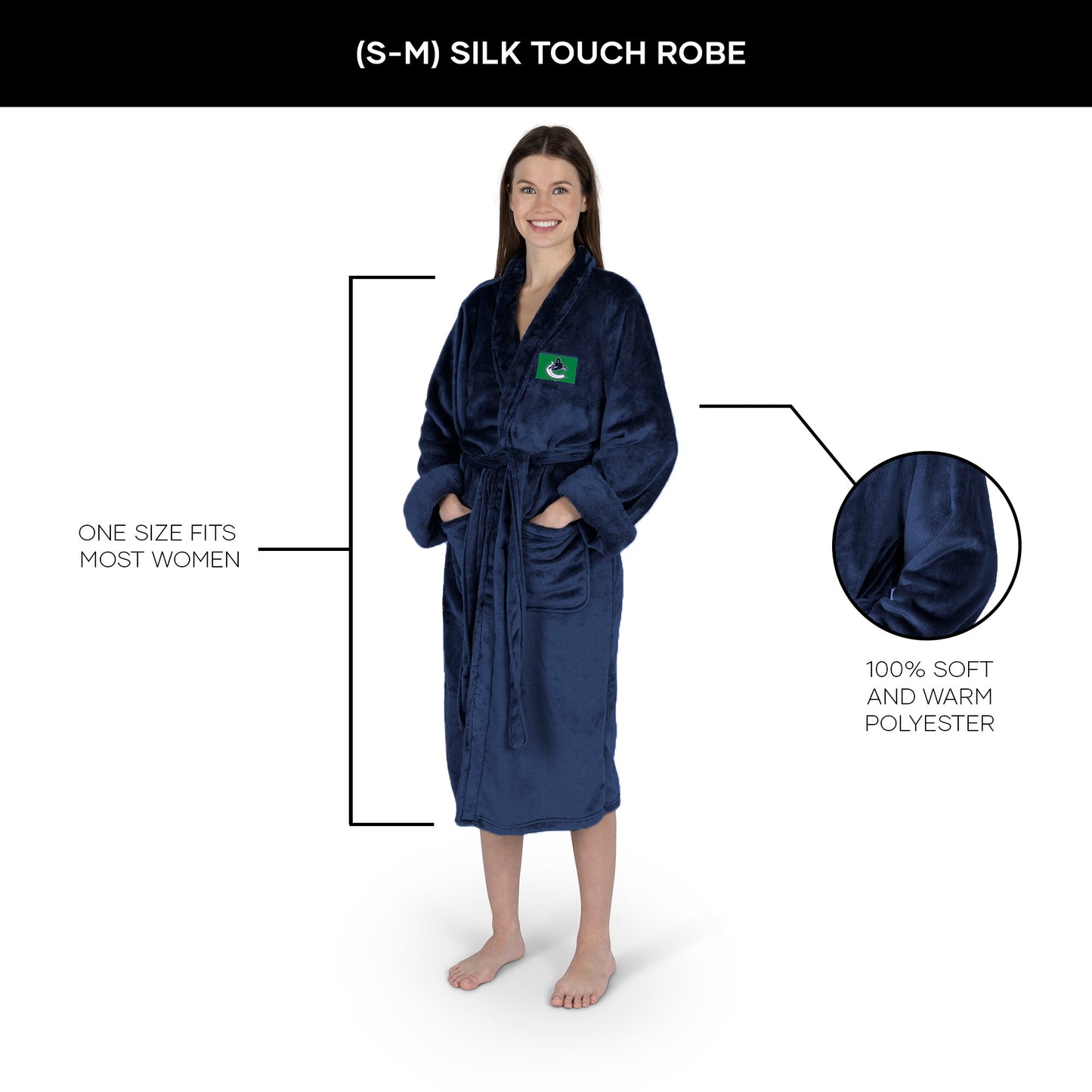 Vancouver Canucks Womens SHERPA bathrobe dimensions