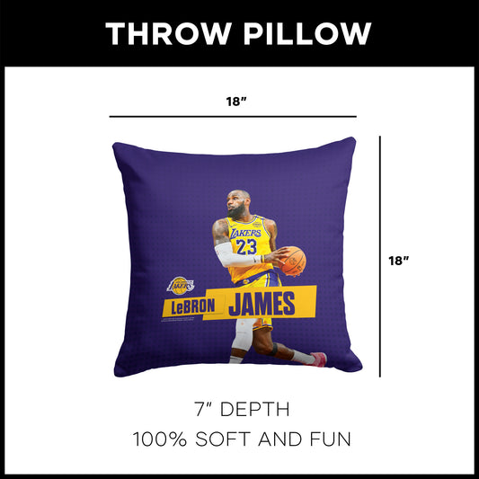 Los Angeles Lakers LeBron James throw pillow