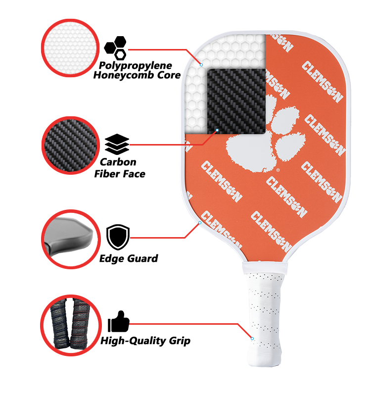 Clemson Tigers standard pickleball paddle additional view