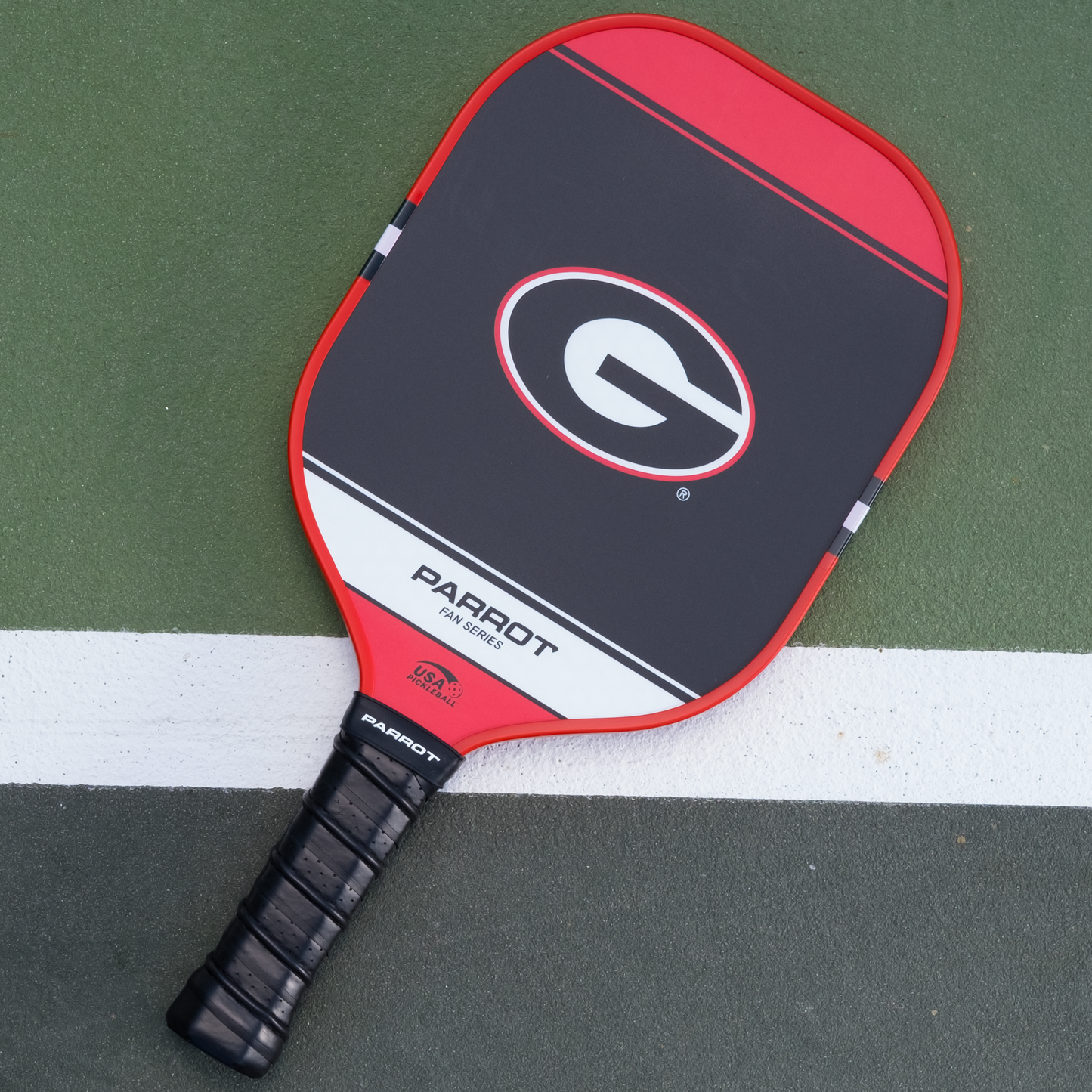 Georgia Bulldogs Sport Plus pickleball paddle back view on the court