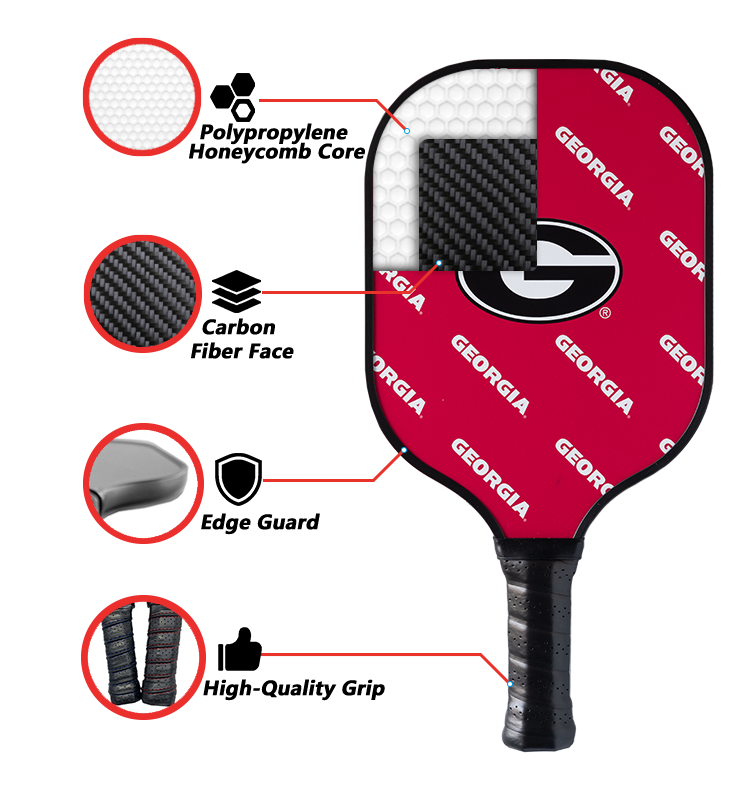Georgia Bulldogs standard pickleball paddle additional view