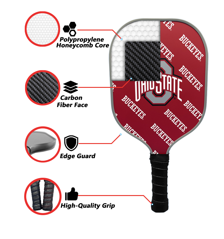 Ohio State Buckeyes standard pickleball paddle additional view