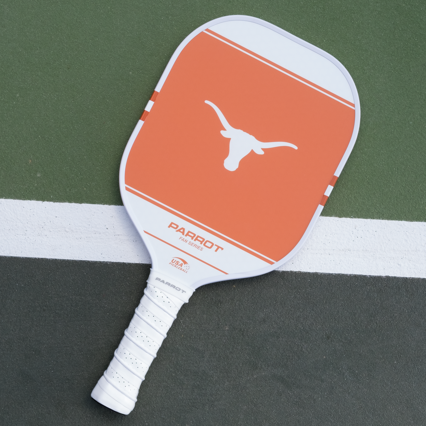 Texas Longhorns Sport Plus pickleball paddle back view on the court