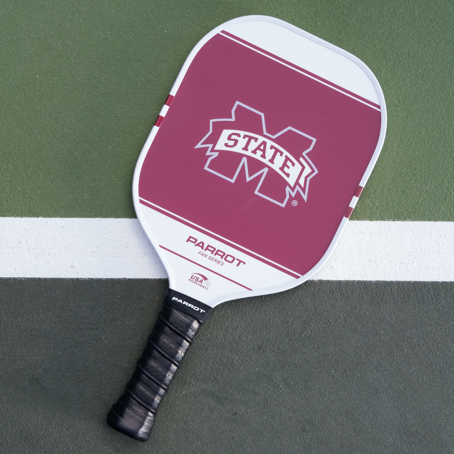 Mississippi State Bulldogs Sport Plus pickleball paddle back view on the court