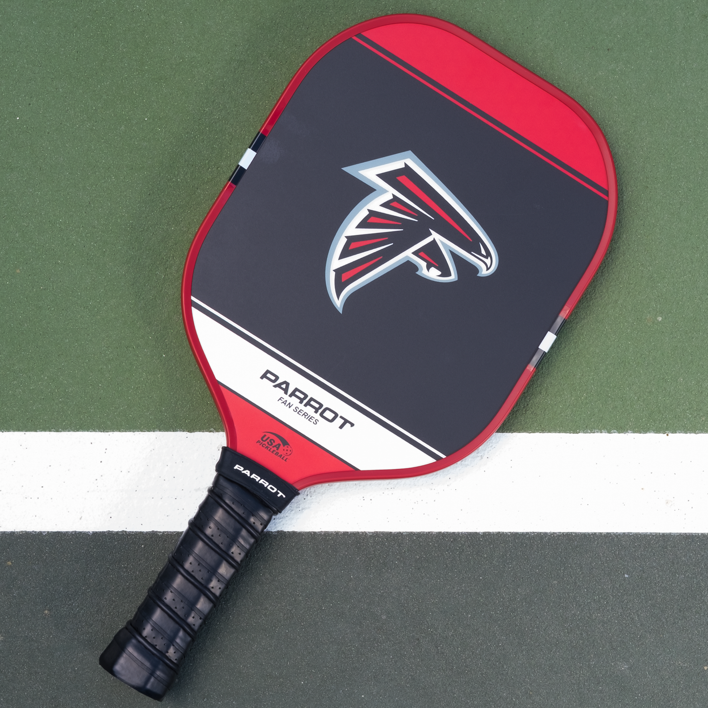 Atlanta Falcons Sport Plus pickleball paddle back view on the court
