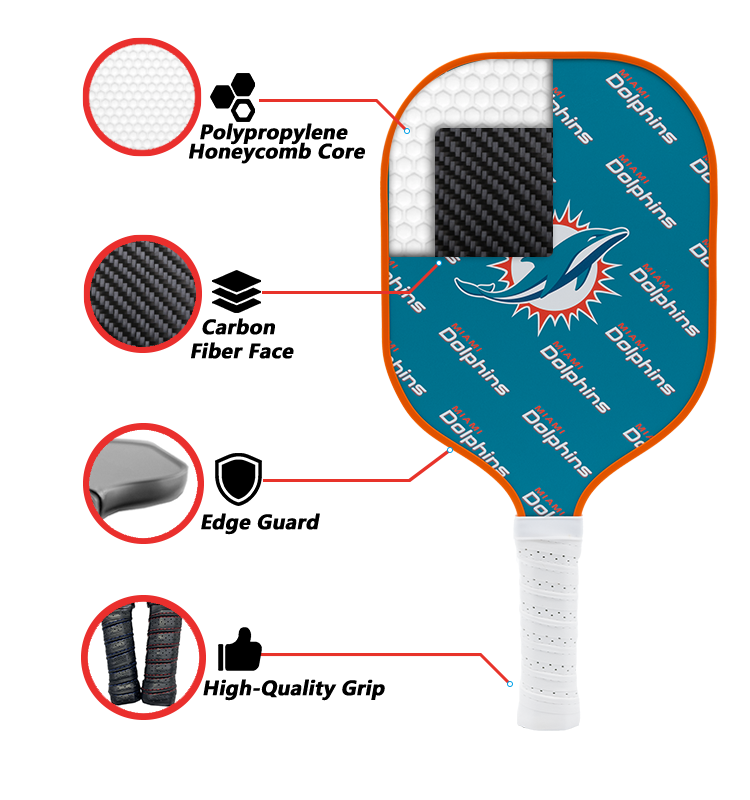 Miami Dolphins standard pickleball paddle additional view