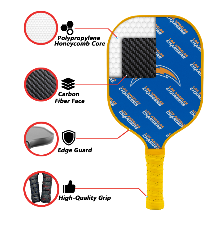Los Angeles Chargers standard pickleball paddle additional view