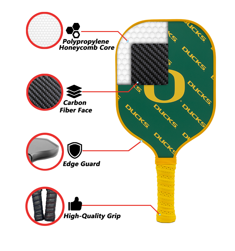 Oregon Ducks standard pickleball paddle additional view