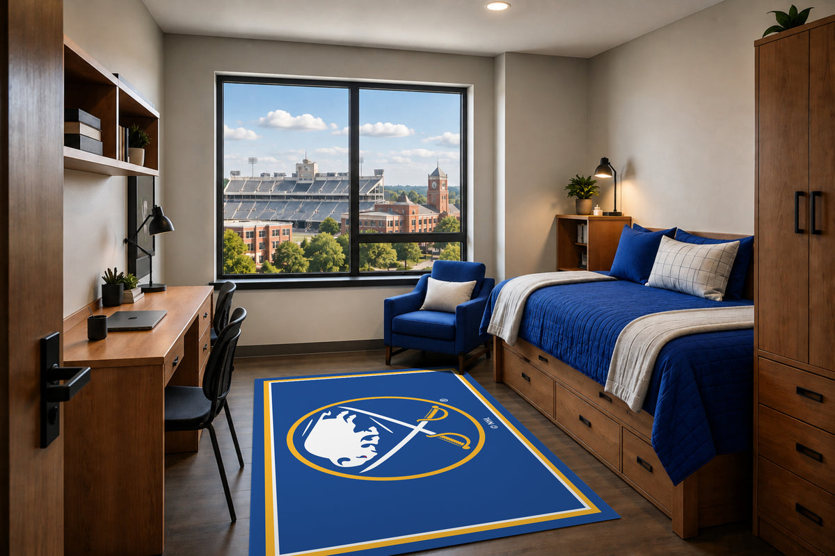 Buffalo Sabres Entry Rug in Room Setting - Officially Licensed NHL Area Rug